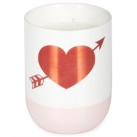 Twos Company Heart And Arrow Rose Scented Candle, White