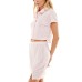  Juniors’ Button-Front Top & Skirt Set, Light Pink/M