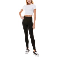 Ultra Flirt Juniors’ High-Waist Phone-Pocket Leggings, Black, X-Small