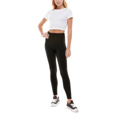 Ultra Flirt Juniors’ High-Waist Phone-Pocket Leggings, Black, X-Small