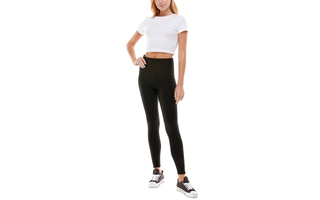 Juniors’ High-Waist Phone-Pocket Leggings, Black, X-Small