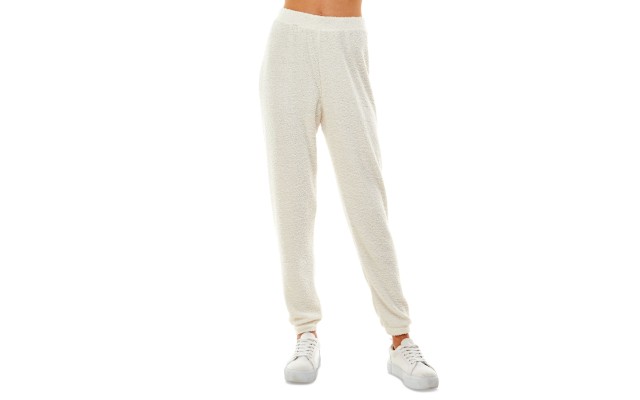  Juniors’ Teddy Jogger Pants, Ivory/S