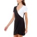  Womens Juniors’ Colorblocked Dress, Black/White-L