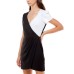  Womens Juniors’ Colorblocked Dress, Black/White-L
