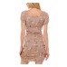  Womens Juniors’ Printed Ruched Bodycon Dress,Floral/S