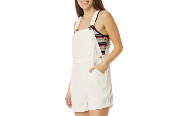  Juniors’ Mario Cotton Shortalls, White, Medium