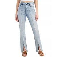 Vanilla Star Juniors’ Slit-Hem Straight-Leg Jeans, Tash, 10