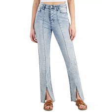 Vanilla Star Juniors’ Slit-Hem Straight-Leg Jeans, Tash, 10