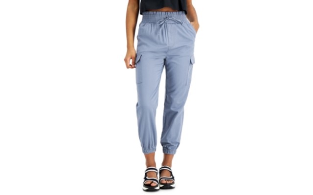  Juniors’ Smocked-Waist Jogger Pants, Azure Blue, XL