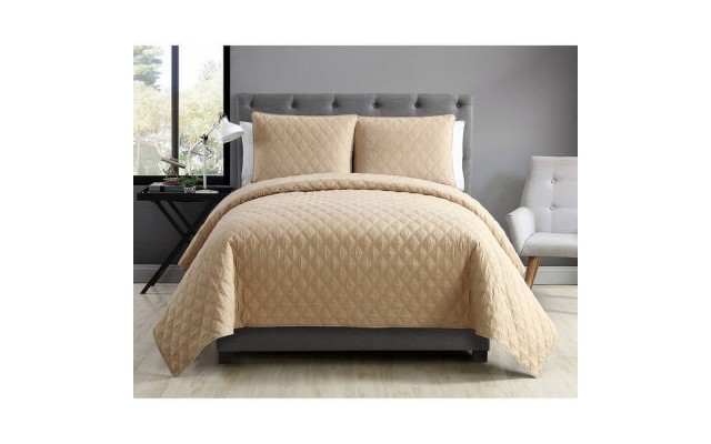  Home Nina II 3-Piece Geometric Polyester Comforter Sets, Taupe, Full/Queen
