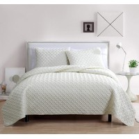VCNY Home Quilt Super Soft Reversible Bedding Set with Matching Shams, King, Nina Ivory