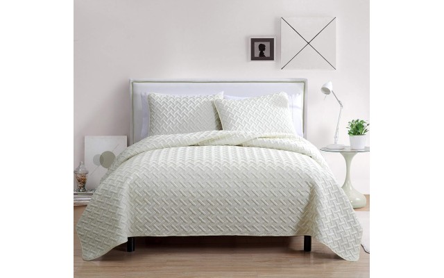  Quilt Super Soft Reversible Bedding Set with Matching Shams, King, Nina Ivory