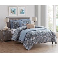 Vcny Home Valore 8-Pc. Full/Queen Comforter & Coverlet Set Bedding, Navy