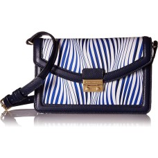 Vera Bradley Women’s Faux Leather Tess Crossbody Bag, Wavy Stripe Navy, One Size
