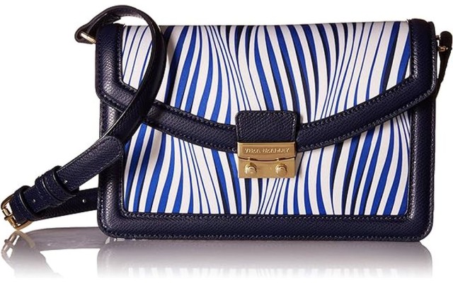 Women’s Faux Leather Tess Crossbody Bag, Wavy Stripe Navy, One Size