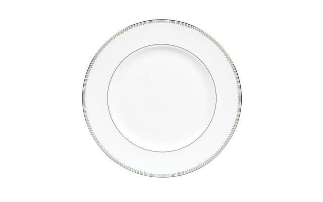  Wedgwood Dinnerware, Grosgrain Dinner Plate, White/Silver, 10.75″