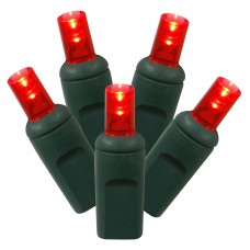 Vickerman 100 Count Single Mold Wide Angle LED Light Set with Green Wire, Red