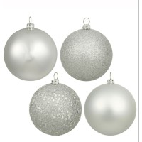 Vickerman 1.6″ Silver Splendor 4-Finish Ball Christmas Ornament, 96 Per Box