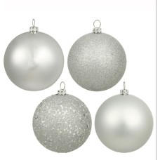 Vickerman 1.6″ Silver Splendor 4-Finish Ball Christmas Ornament, 96 Per Box