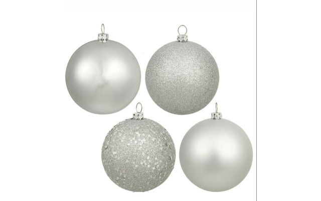  1.6″ Silver Splendor 4-Finish Ball Christmas Ornament, 96 Per Box