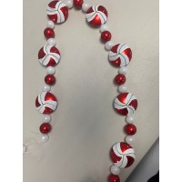 Vickerman 6′ Red-White Candy Christmas Garland