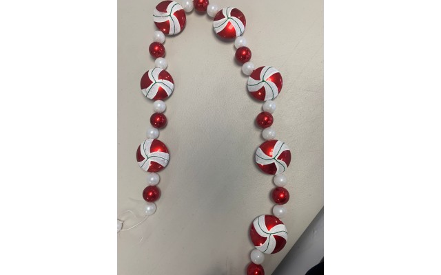  6′ Red-White Candy Christmas Garland