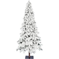 Vickerman 7′ Flocked Spruce Artificial Christmas Tree, Unlit – Snow Covered Faux Tree – Seasonal Indoor Home Decor