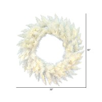 Vickerman PVC Holiday Spruce Clear Prelit LED Corded Electric Wreath, Ivory
