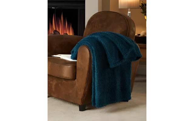  Fireside NAVY Sherpa Throw 50″ x 60″