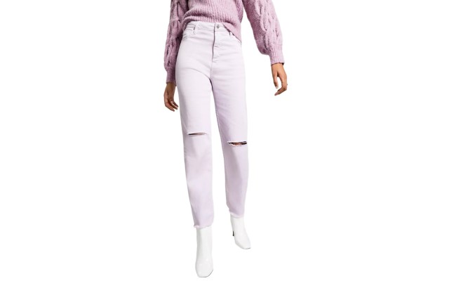  Billie 90s Ripped Straight-Leg Jeans, Lavender, 24
