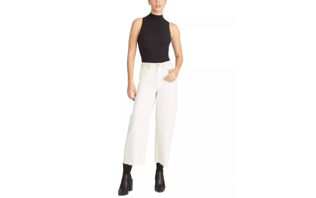 Womens Jett Two Tone Crop Jeans, Creme, 27