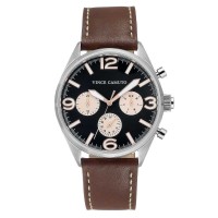 Vince Camuto Men’s Black Dial Brown Leather Strap Watch