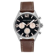 Vince Camuto Men’s Black Dial Brown Leather Strap Watch