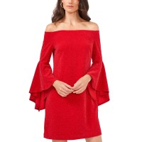 Vince Camuto Off-the-shoulder Flutter-sleev Vermillion XLarge, Red.