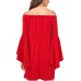  Off-The-Shoulder Flutter-Sleeve Dress Large