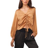 Vince Camuto Ruched Front Crepe Blouse, Wild Oak, X-Small
