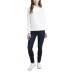  Womens Foldover Neck Long Sleeve Top, White, XS