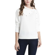 Vince Camuto Womens Foldover Neck Long Sleeve Top, White, XS