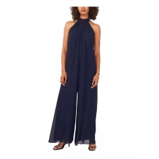 Vince Camuto Women’s Halter Tie-Back Wide-Leg Jumpsuit, Navy ,X-Large