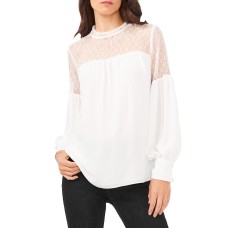 Vince Camuto Women’s Lace Dressy Blouse, Ivory, Small