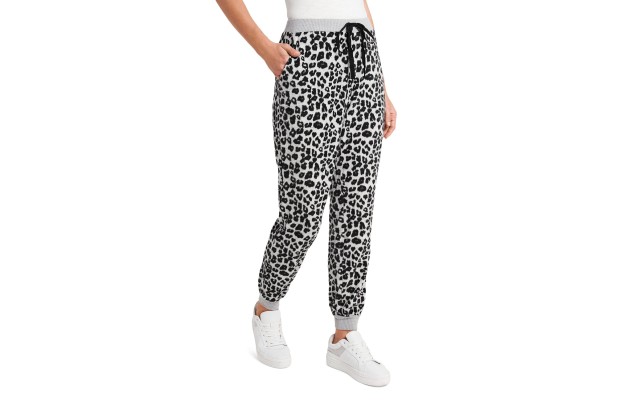  Women’s Leopard Comfy Jogger Pants, Gray, Large