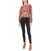  Womens Metallic Paisley Keyhole Blouse, Light Orange, XS