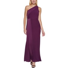 Vince Camuto Womens One-Shoulder Side-Pleated Gown Dress, Purple/10