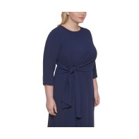 Vince Camuto Womens Plus Size Faux-Wrap Dress, Navy/22W