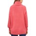  Women’s Pointelle Turtleneck Sweater, Carmine Pink, Large