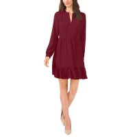 Vince Camuto Women’s Ruched Flounce Dress, Merlot, X-Large