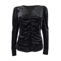 Vince Camuto Women’s Ruched Velour Top, Black, Small