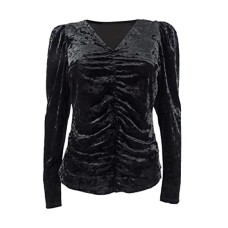 Vince Camuto Women’s Ruched Velour Top, Black, Small