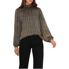 Vince Camuto Women’s Smocked Neck Puff-Sleeve Top – Rich Black, Medium
