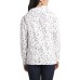  Women’s Snake Print Foldover Neck Cotton Blend Top, Pearl Ivory, Small